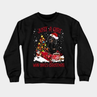 Black Dachshund Just A Girl Who Loves Christmas Crewneck Sweatshirt